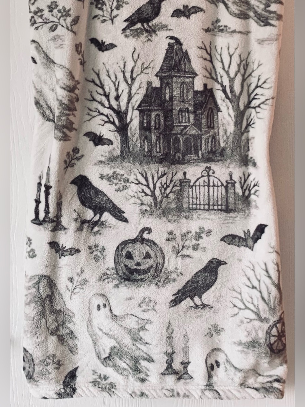 Rachel Roy Halloween Haunted House Spooky Ghosts Crows Pumpkins Throw Blanket - Picture 5 of 6